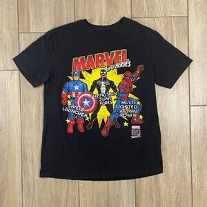 Marvel Super Heroes T-Shirt Men’s S Captain America Venom Spider-Man 80 Years